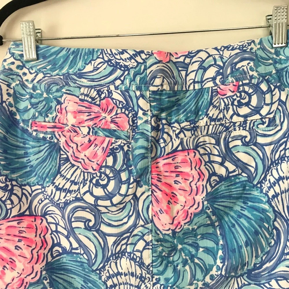 Lilly Pulitzer Pink Blue Floral Shell Skort Skirt Style 002777 Women's Size 2